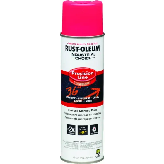 Rust-Oleum 1661838V Industrial Choice Fluorescent Pink Inverted Precision Line Marking 17 Ounce