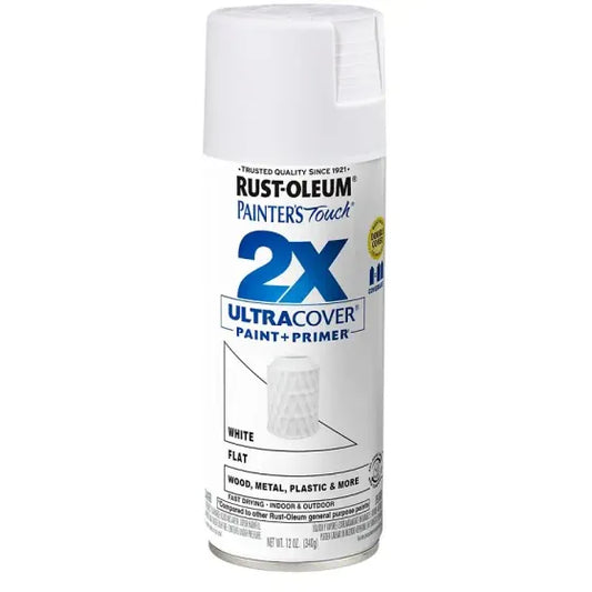 Rust-Oleum 334021 Painters Touch 2X Ultra Cover Paint + Primer White Flat Spray