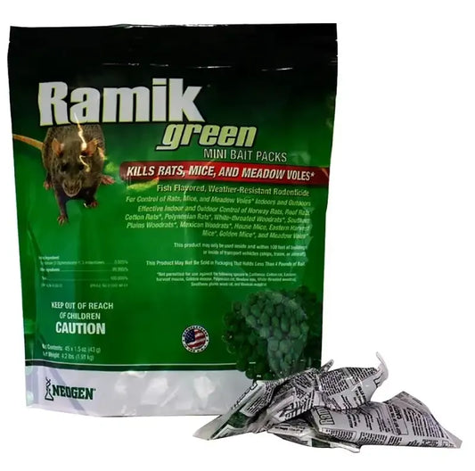 Neogen RODENTICIDE 45-Pack Ramik Rat and Mouse Bait Pail, Green, 4.2 LB, (04285)