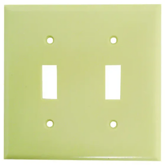 Eaton Wiring Devices 2139V-BOX Wallplate, 4-1/2 in L, 4-9/16 in W, 2 -Gang, Thermoset, Ivory, High-Gloss