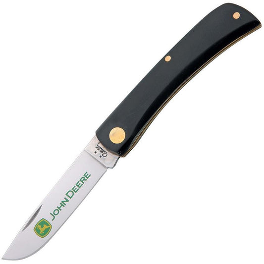 Case 1826 John Deere Sod Buster Jr Folding Knife with Black Synthetic Handle