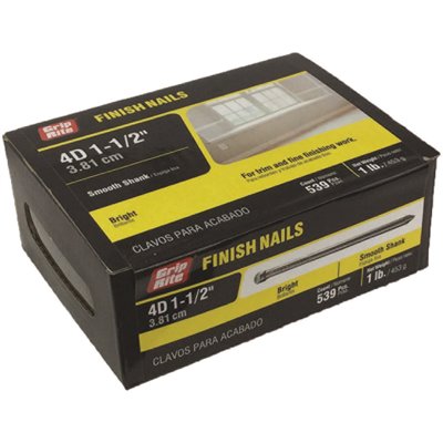 Grip-Rite #15 x 1-1/2 in. 4-penny Bright Steel Finish Nails 1 lb. Box