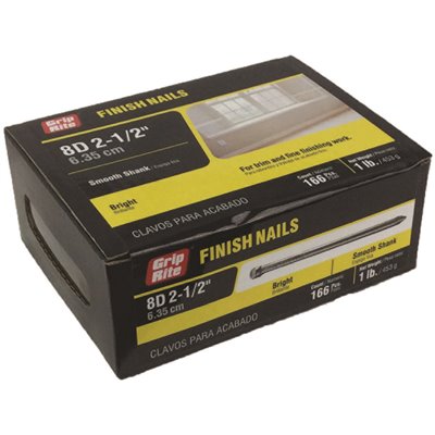 Grip-Rite #12-1/2 x 2-1/2 in. 8-penny Bright Steel Finish Nails 1lb. Box