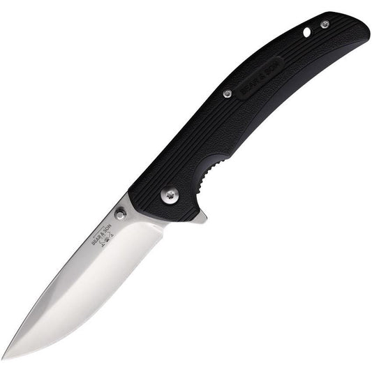 BC778. Bear & Son Cutlery - Sideliner Knife Black. 4.5" closed.