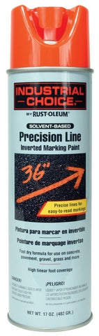 Rust-Oleum 203028V Industrial Choice Fluorescent Red Orange Inverted Precision Line Marking Spray Paint 17 Ounce