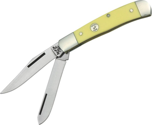 Bear & Son C35412 Small Trapper Folding Pocket Knife with Smooth Yellow Delrin Handle