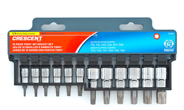 12 Piece 1/4" & 3/8" Drive Torx® Bit Socket Set