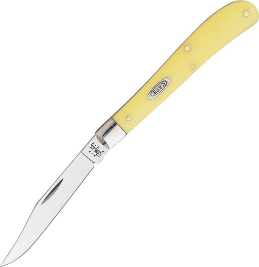 Case 031 Slimline Trapper Folding Pocket Knife with Yellow Synthetic Handle