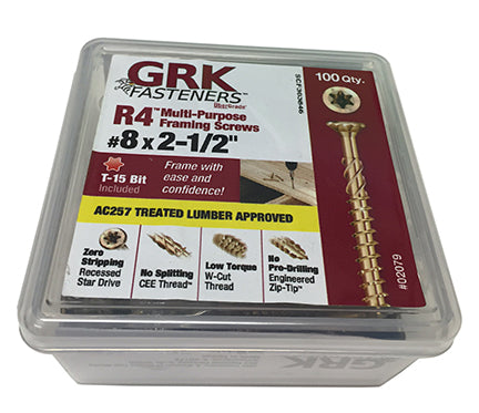 ITW GRK Fasteners R4 Multi Purpose Framing & Decking Screws #8 Coated 100 Pack