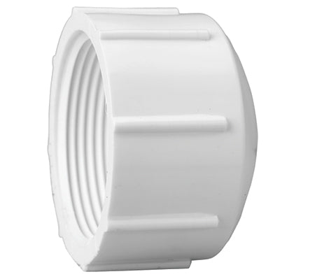 1-1/4 Inch White PVC Cap Threaded FIP