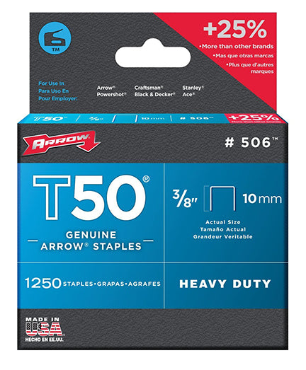 STAPLES 3/8" T50 1250 BOX #506