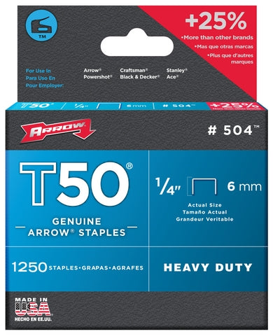 STAPLES 1/4" T50 1250 BOX #504