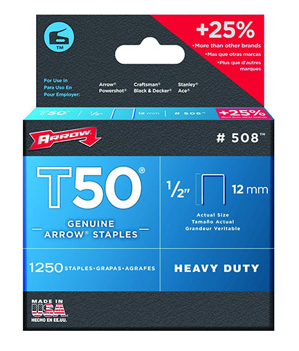 STAPLES 1/2" T50 1250 BOX #508