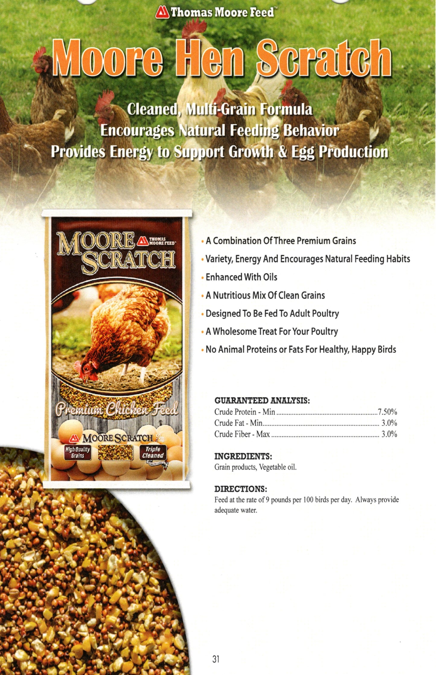 HEN CHICKEN SCRATCH POULTRY 50# - THOMAS MOORE FEED