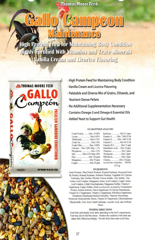 GALLO CAMPE'ON GAME BIRD MAINTENANCE RATION 50#