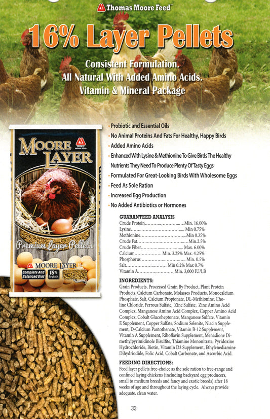 LAYER PREMIUM 16% PELLET #50 - THOMAS MOORE FEED