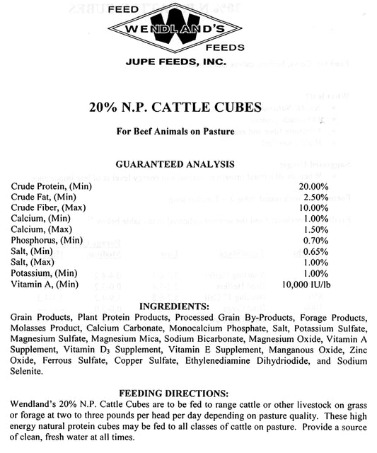 CATTLE CUBE 20% NP 50# - WENDLAND'S FEED