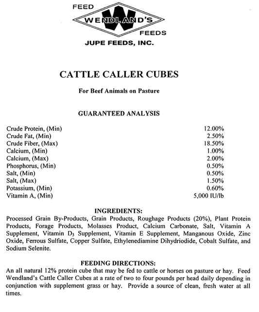 CATTLE CUBE 12% 50# - WENDLAND'S FEED