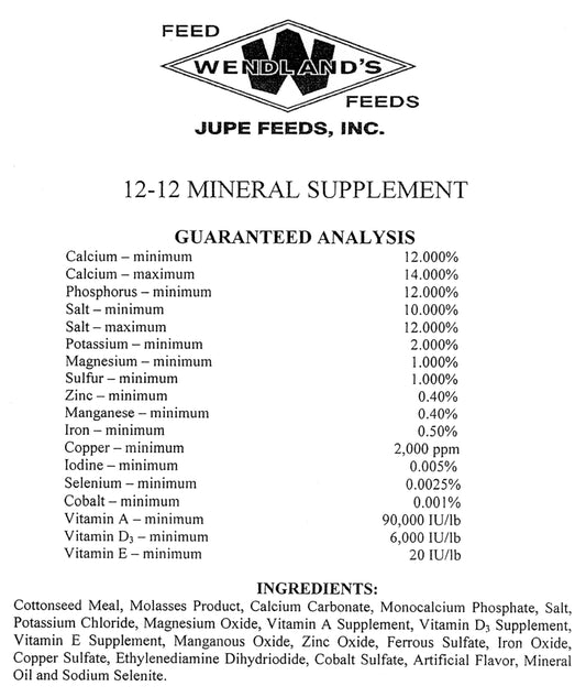 12-12 MINERAL LOOSE 50# - WENDLAND'S FEED