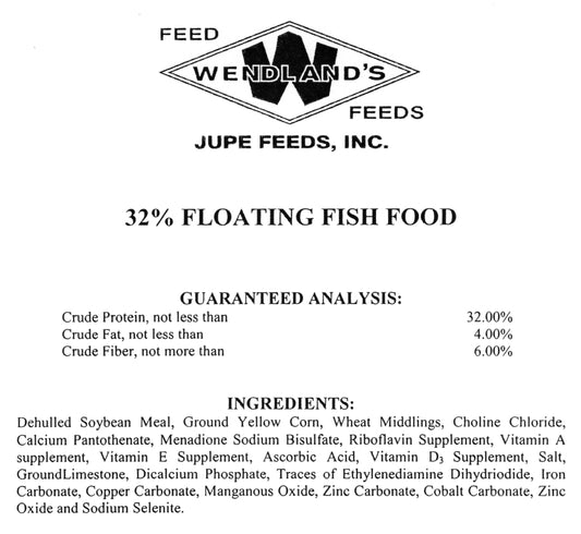 FLOATING CATFISH FOOD 32% 50# - WENDLAND'S FEED